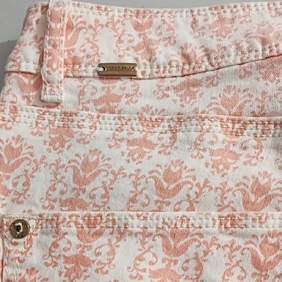 Pink & White Print Cropped Ankle Stretch Jeans Midrise - Picture 4 of 11